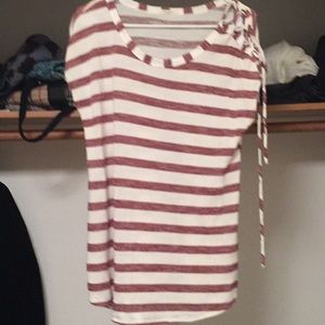 Cotton Stripes Top with Lace up Side